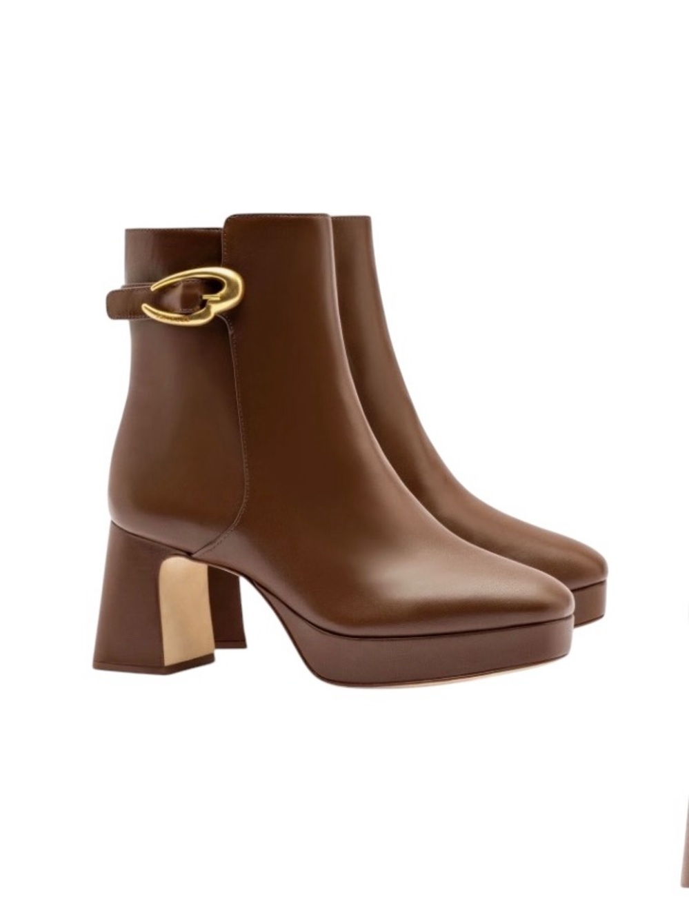 Larroudé - Dolly Verona Burnt Umber Leather Platform Ankle Boots Sz 7.5